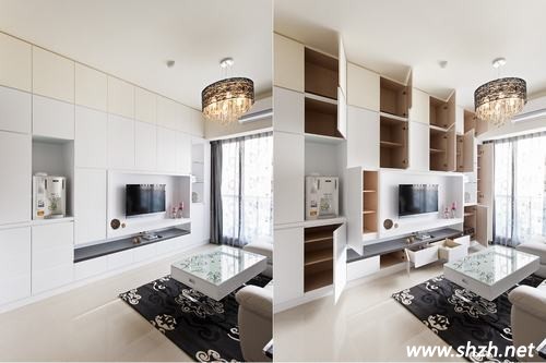 在、小戶(hù)型客廳收納電視柜